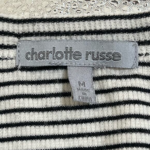 Charlotte Russe Striped Sleeveless Cropped Tank Top Black White Womens Size M - Picture 4 of 4